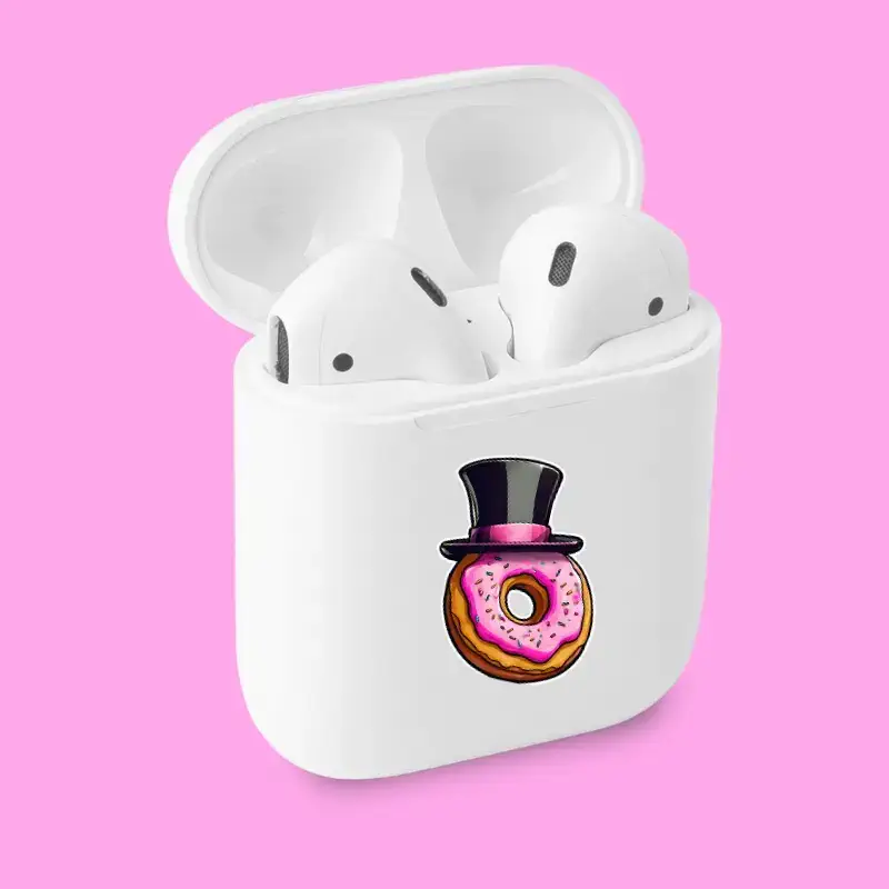 airpod case with dapper danes doughnuts logo